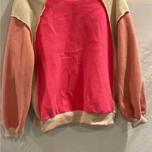 SHEIN Pink and Cream Fleece Top